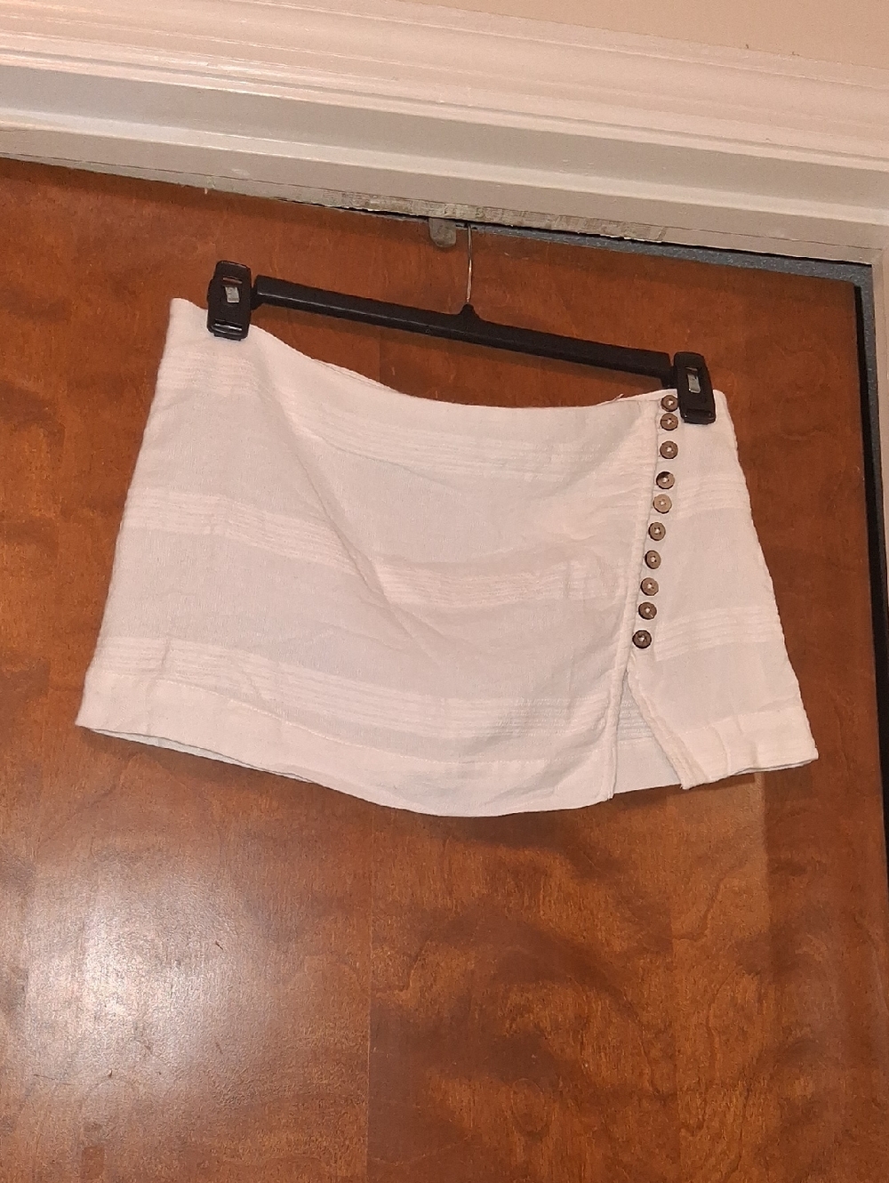Free People White Mini Skirt with Side Buttons